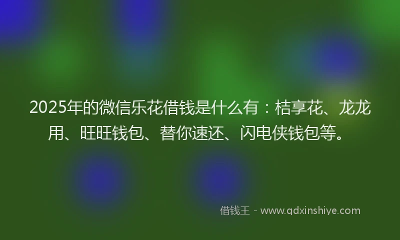 2025年的微信乐花借钱是什么有：桔享花、龙龙用、旺旺钱包、替你速还、闪电侠钱包等。