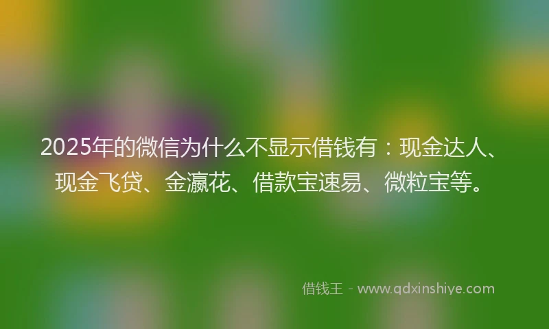 2025年的微信为什么不显示借钱有：现金达人、现金飞贷、金瀛花、借款宝速易、微粒宝等。