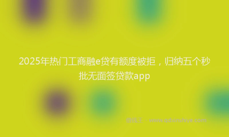 2025年热门工商融e贷有额度被拒，归纳五个秒批无面签贷款app