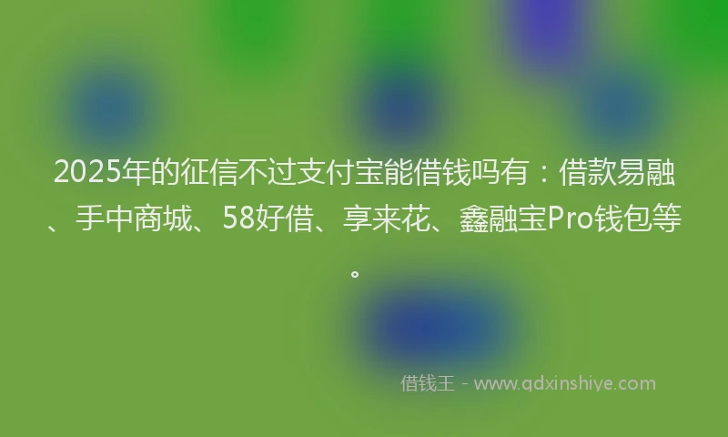 2025年的征信不过支付宝能借钱吗有：借款易融、手中商城、58好借、享来花、鑫融宝Pro钱包等。