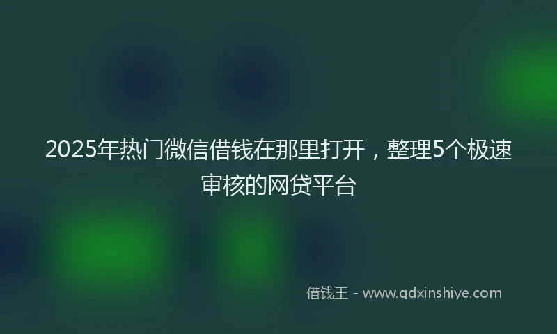 2025年热门微信借钱在那里打开，整理5个极速审核的网贷平台