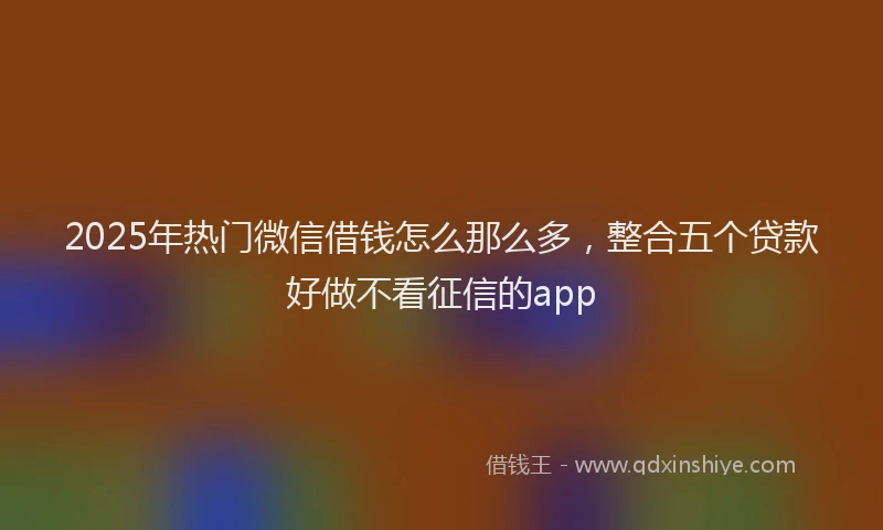 2025年热门微信借钱怎么那么多，整合五个贷款好做不看征信的app