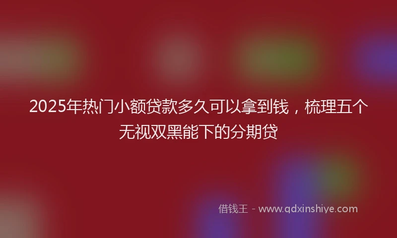 2025年热门小额贷款多久可以拿到钱,梳理五个无视双黑能下的分期贷
