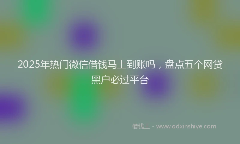 2025年热门微信借钱马上到账吗，盘点五个网贷黑户必过平台