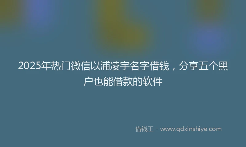 2025年热门微信以浦凌宇名字借钱，分享五个黑户也能借款的软件