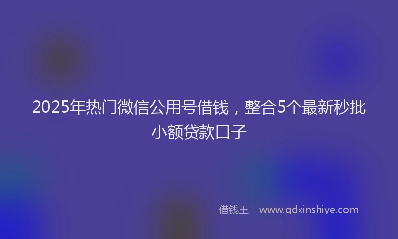 2025年热门微信公用号借钱，整合5个最新秒批小额贷款口子