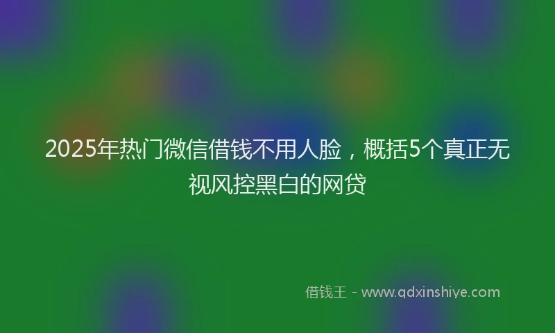 2025年热门微信借钱不用人脸，概括5个真正无视风控黑白的网贷