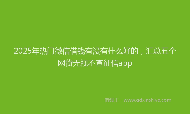 2025年热门微信借钱有没有什么好的，汇总五个网贷无视不查征信app