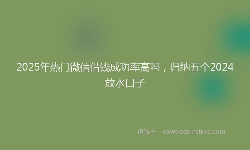 2025年热门微信借钱成功率高吗，归纳五个2024放水口子