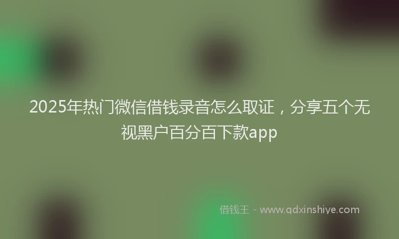 2025年热门微信借钱录音怎么取证，分享五个无视黑户百分百下款app