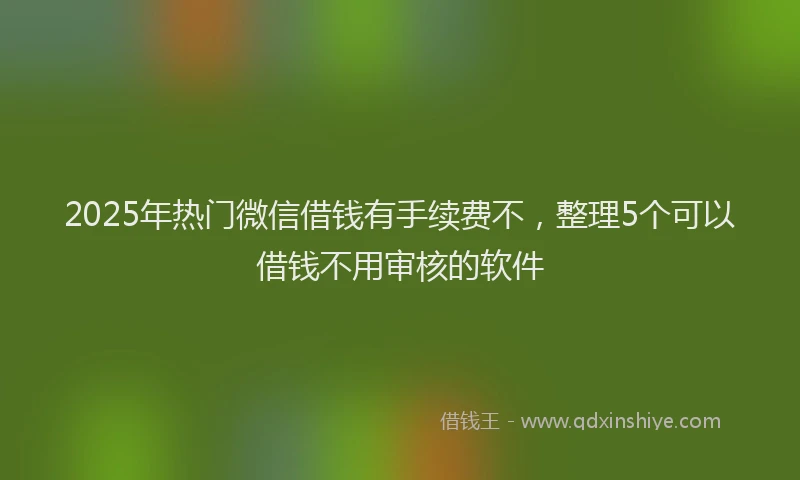 2025年热门微信借钱有手续费不，整理5个可以借钱不用审核的软件
