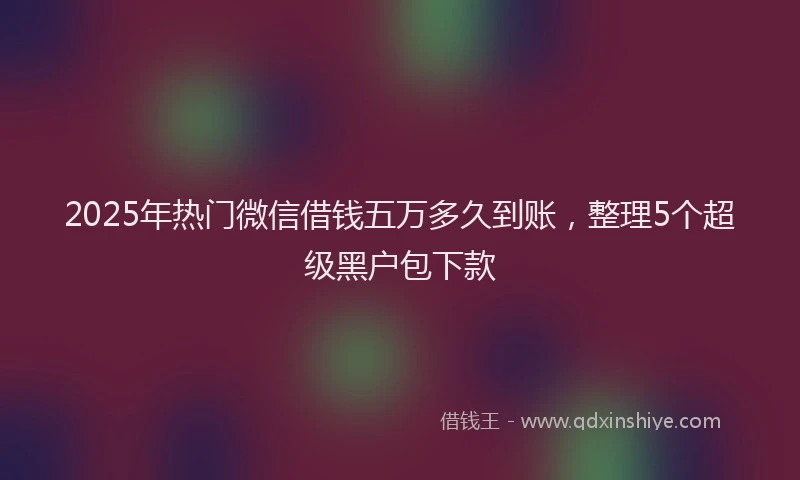 2025年热门微信借钱五万多久到账,整理5个超级黑户包下款