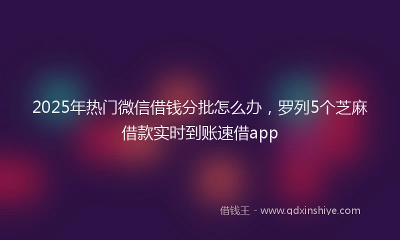 2025年热门微信借钱分批怎么办，罗列5个芝麻借款实时到账速借app