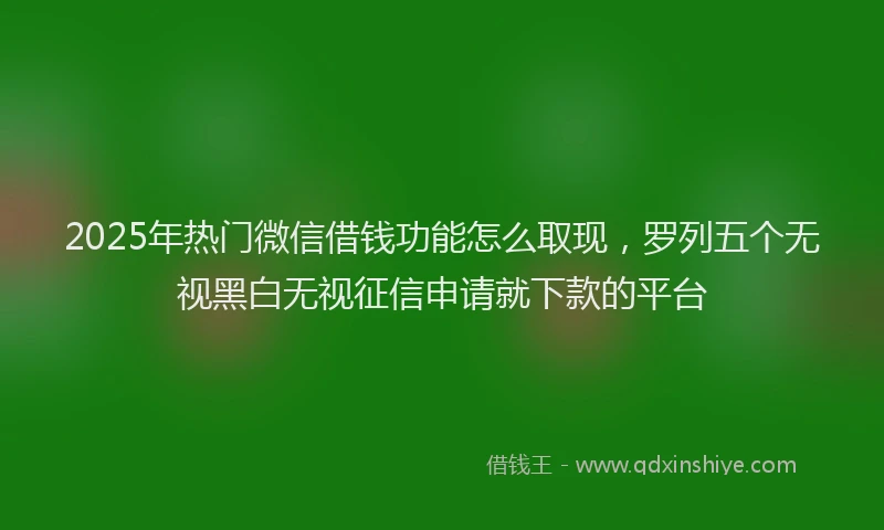 2025年热门微信借钱功能怎么取现，罗列五个无视黑白无视征信申请就下款的平台