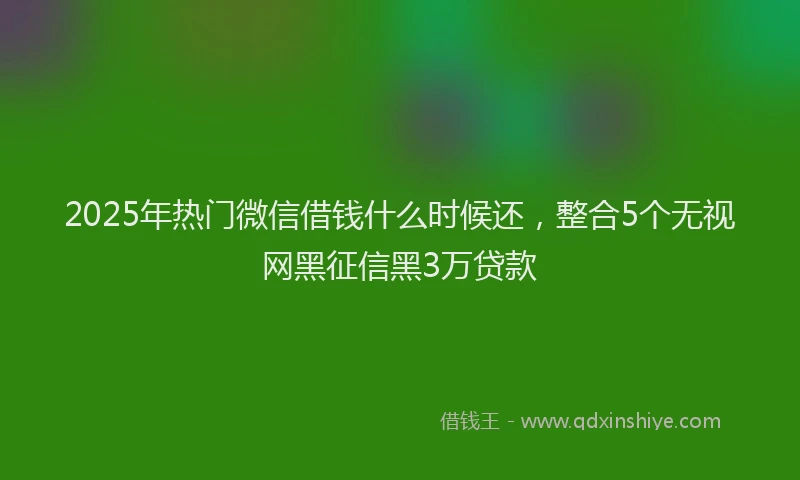 2025年热门微信借钱什么时候还，整合5个无视网黑征信黑3万贷款