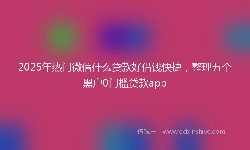 2025年热门微信什么贷款好借钱快捷，整理五个黑户0门槛贷款app