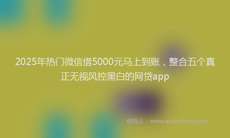 2025年热门微信借5000元马上到账，整合五个真正无视风控黑白的网贷app