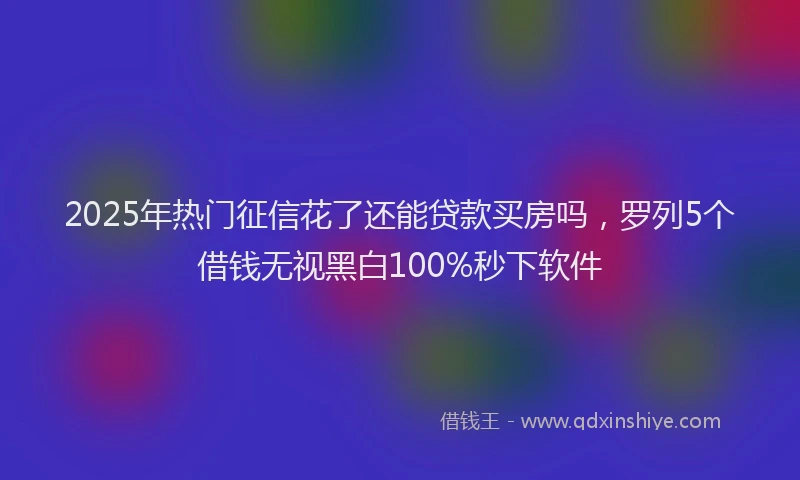 2025年热门征信花了还能贷款买房吗，罗列5个借钱无视黑白100%秒下软件