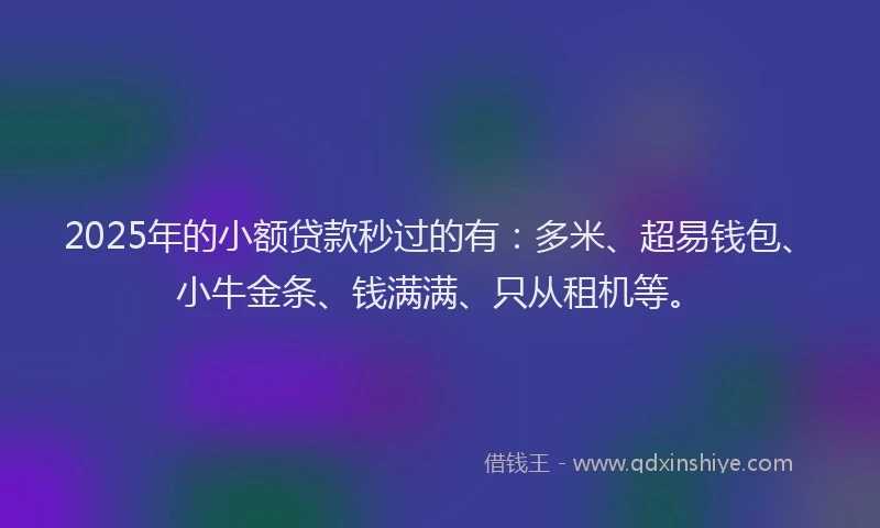 2025年的小额贷款秒过的有：多米、超易钱包、小牛金条、钱满满、只从租机等。