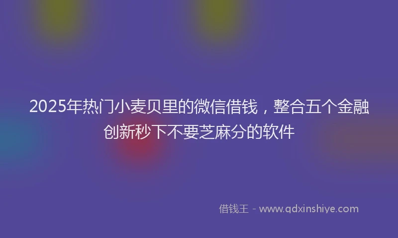 2025年热门小麦贝里的微信借钱，整合五个金融创新秒下不要芝麻分的软件