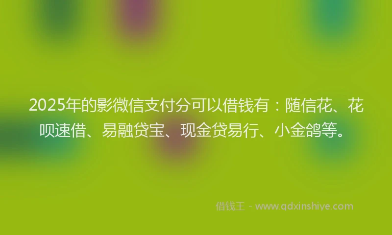2025年的影微信支付分可以借钱有：随信花、花呗速借、易融贷宝、现金贷易行、小金鸽等。