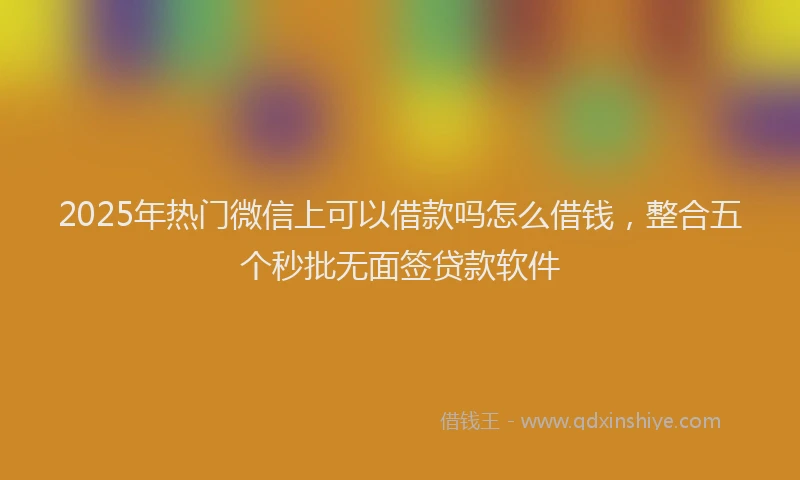 2025年热门微信上可以借款吗怎么借钱，整合五个秒批无面签贷款软件