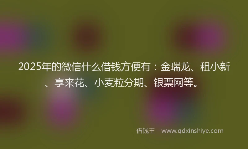 2025年的微信什么借钱方便有：金瑞龙、租小新、享来花、小麦粒分期、银票网等。