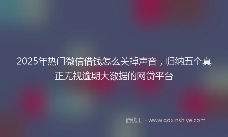 2025年热门微信借钱怎么关掉声音，归纳五个真正无视逾期大数据的网贷平台