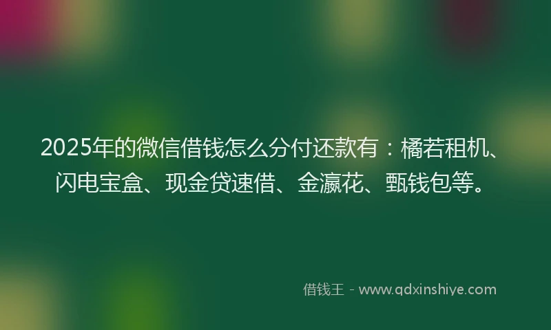 2025年的微信借钱怎么分付还款有：橘若租机、闪电宝盒、现金贷速借、金瀛花、甄钱包等。