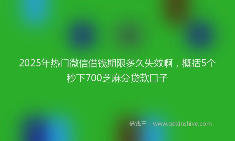 2025年热门微信借钱期限多久失效啊，概括5个秒下700芝麻分贷款口子