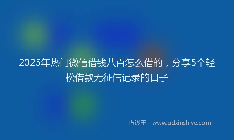 2025年热门微信借钱八百怎么借的，分享5个轻松借款无征信记录的口子