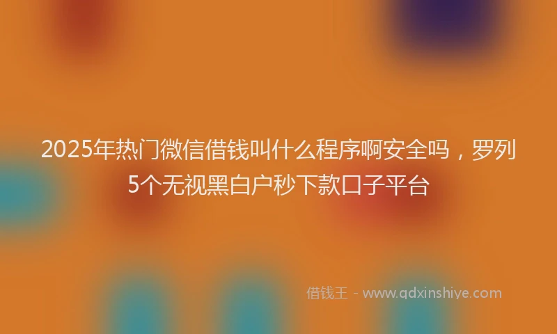 2025年热门微信借钱叫什么程序啊安全吗，罗列5个无视黑白户秒下款口子平台
