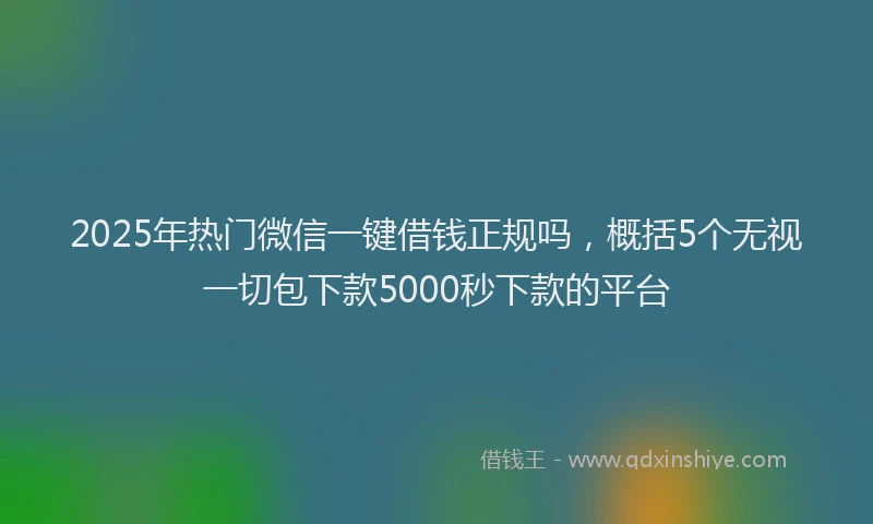 2025年热门微信一键借钱正规吗，概括5个无视一切包下款5000秒下款的平台