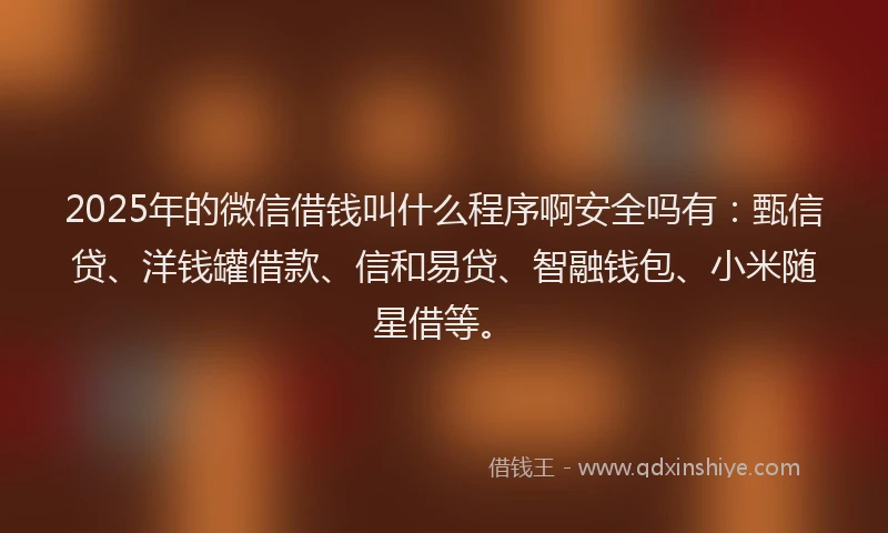 2025年的微信借钱叫什么程序啊安全吗有：甄信贷、洋钱罐借款、信和易贷、智融钱包、小米随星借等。