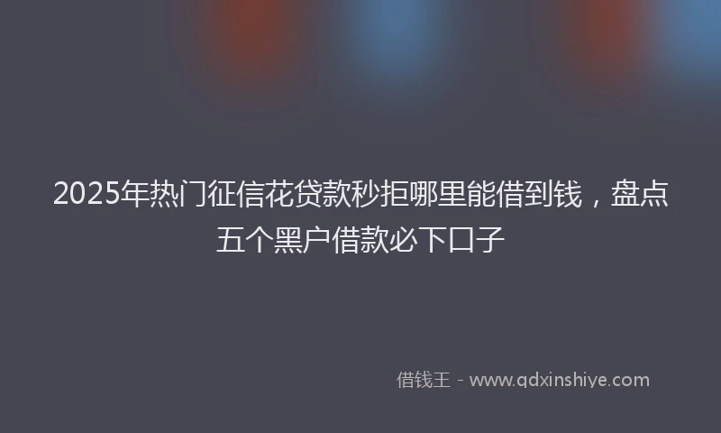 2025年热门征信花贷款秒拒哪里能借到钱，盘点五个黑户借款必下口子
