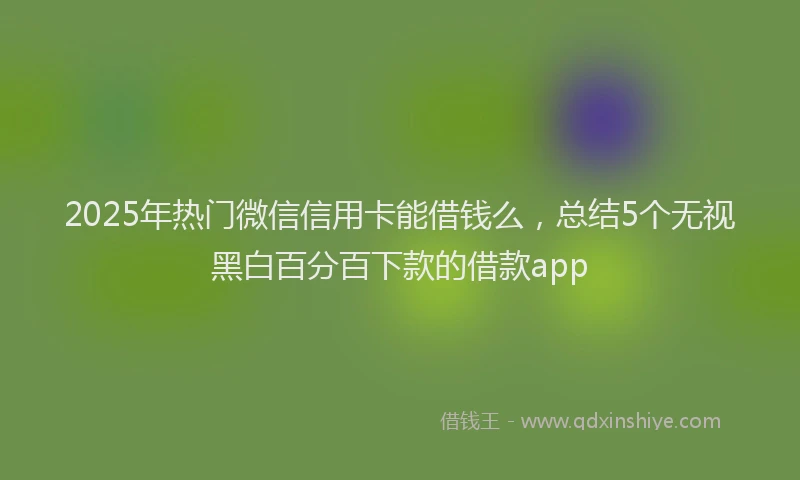 2025年热门微信信用卡能借钱么，总结5个无视黑白百分百下款的借款app