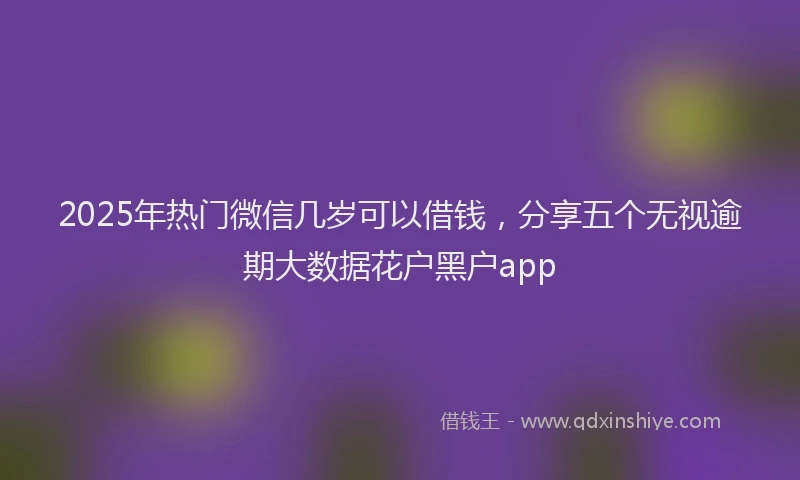 2025年热门微信几岁可以借钱，分享五个无视逾期大数据花户黑户app