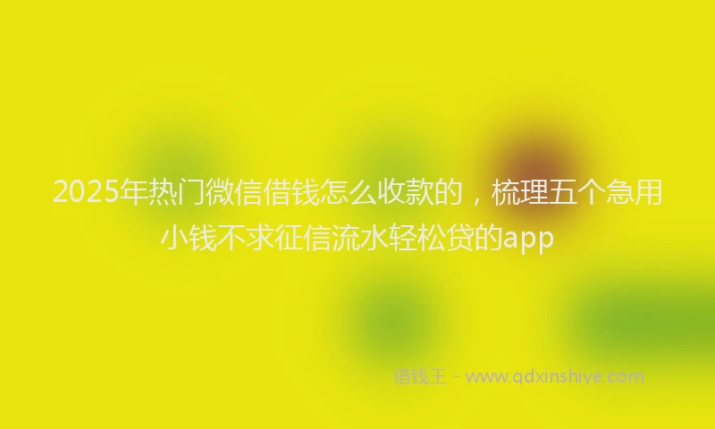 2025年热门微信借钱怎么收款的，梳理五个急用小钱不求征信流水轻松贷的app