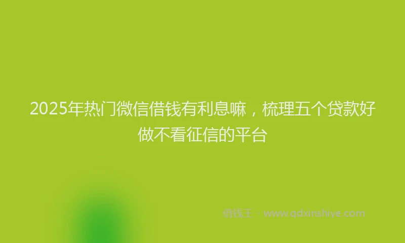 2025年热门微信借钱有利息嘛,梳理五个贷款好做不看征信的平台