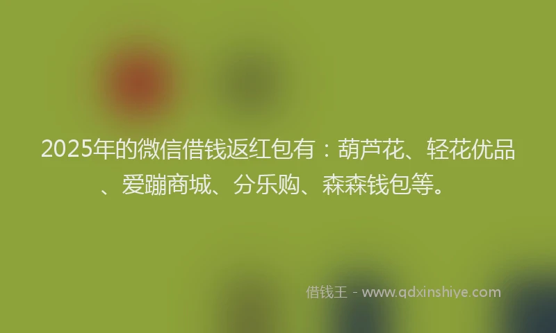 2025年的微信借钱返红包有：葫芦花、轻花优品、爱蹦商城、分乐购、森森钱包等。