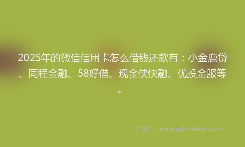 2025年的微信信用卡怎么借钱还款有：小金鹿贷、同程金融、58好借、现金侠快融、优投金服等。