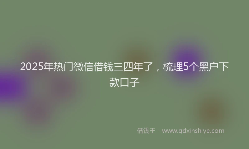 2025年热门微信借钱三四年了，梳理5个黑户下款口子