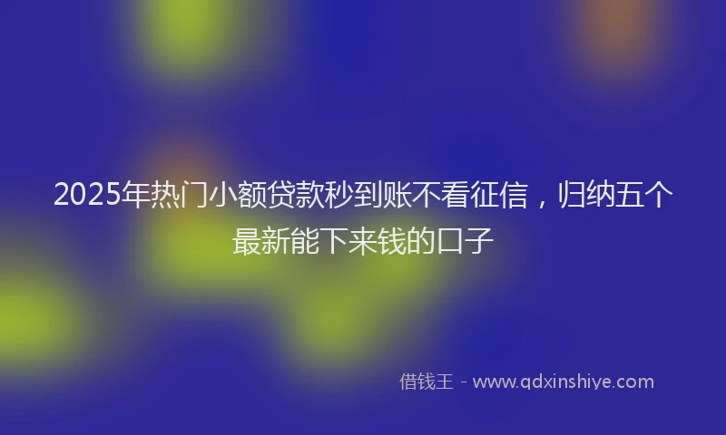 2025年热门小额贷款秒到账不看征信，归纳五个最新能下来钱的口子