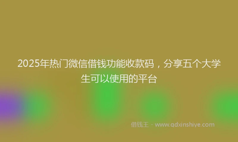 2025年热门微信借钱功能收款码，分享五个大学生可以使用的平台