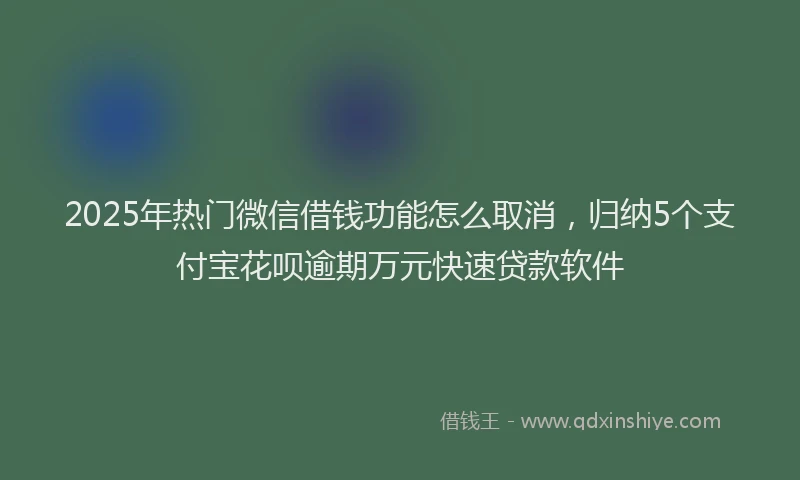 2025年热门微信借钱功能怎么取消，归纳5个支付宝花呗逾期万元快速贷款软件