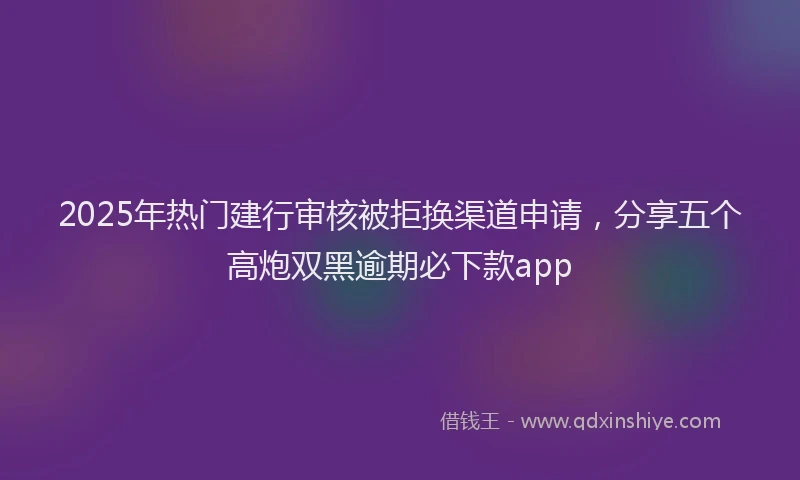 2025年热门建行审核被拒换渠道申请，分享五个高炮双黑逾期必下款app