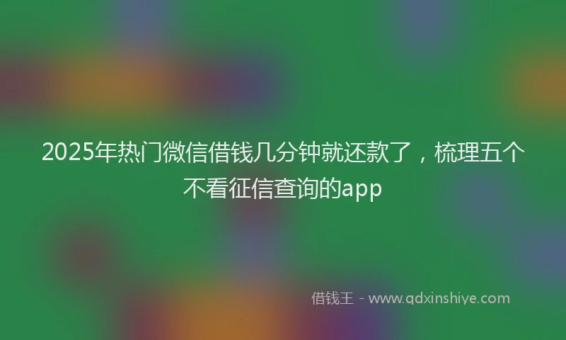 2025年热门微信借钱几分钟就还款了，梳理五个不看征信查询的app
