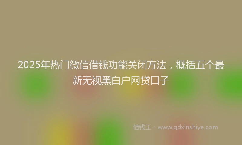 2025年热门微信借钱功能关闭方法,概括五个最新无视黑白户网贷口子