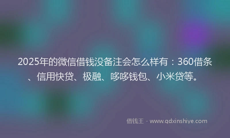 2025年的微信借钱没备注会怎么样有：360借条、信用快贷、极融、哆哆钱包、小米贷等。