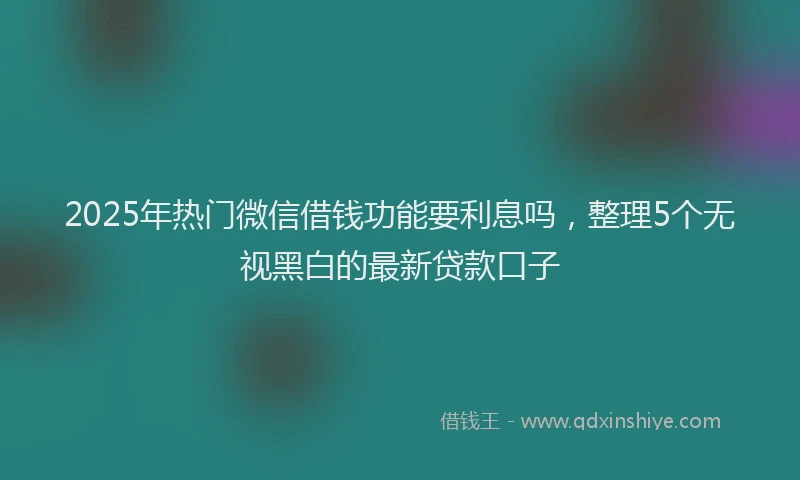 2025年热门微信借钱功能要利息吗，整理5个无视黑白的最新贷款口子